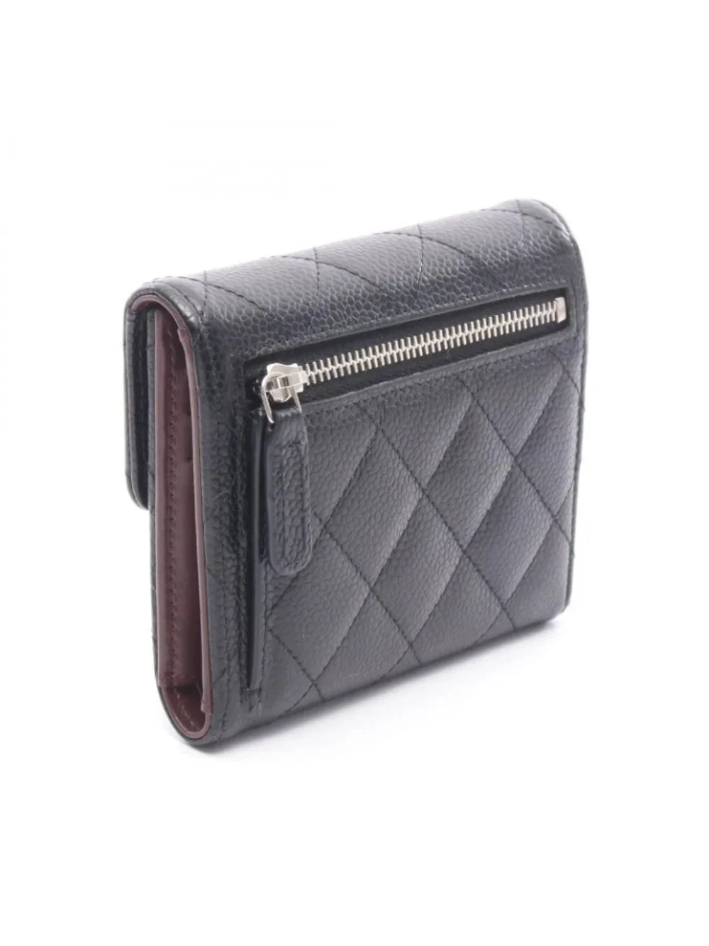 Chanel Trifold Wallet Classic Small Flap Black Caviar Leather Quilted